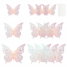 Наклейки Волшебные бабочки, Радужный, Голография, 8-12 см*4 шт, 12 шт, 1 упак.