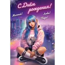 Открытка, С Днем Рождения! Мечтай! Люби! Твори!, 12,6*18,2 см, 1 шт.