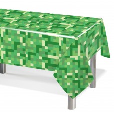 Скатерть одноразовая, Пиксели, Зеленый, 137*183 см, 1 шт.