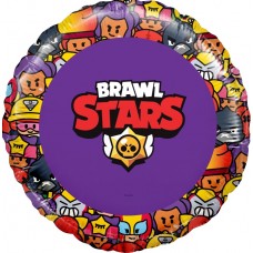 Шар (18''/46 см) Круг, Brawl Stars, Команда бойцов, дизайн №1, Фиолетовый, 1 шт. в уп.