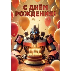 Открытка, С Днем Рождения! (трансформер с тортом), 12,6*18,2 см, 1 шт.