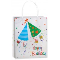 Пакет подарочный, Крафт, Happy Birthday, Дизайн №1, 33*25,5*12,5 см, 1 шт.